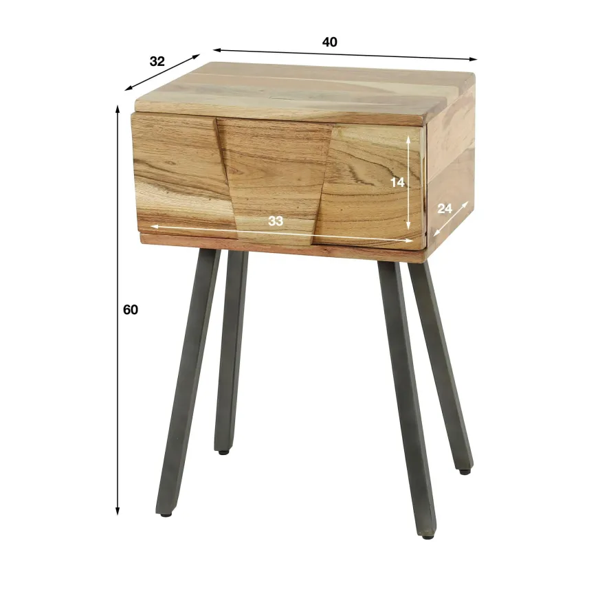 WoonStijl Nachtkastje / bijzettafel Demn acacia