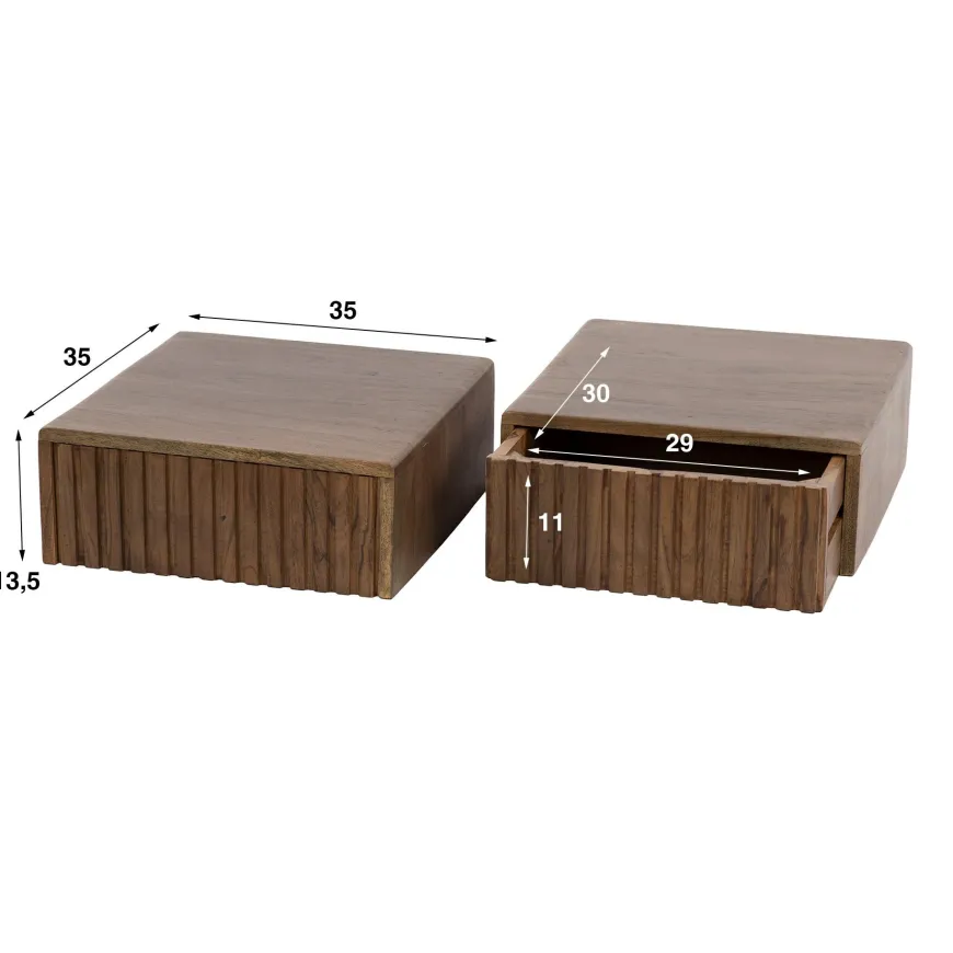 WoonStijl Nachtkastje Carve met 1 lade - set van 2