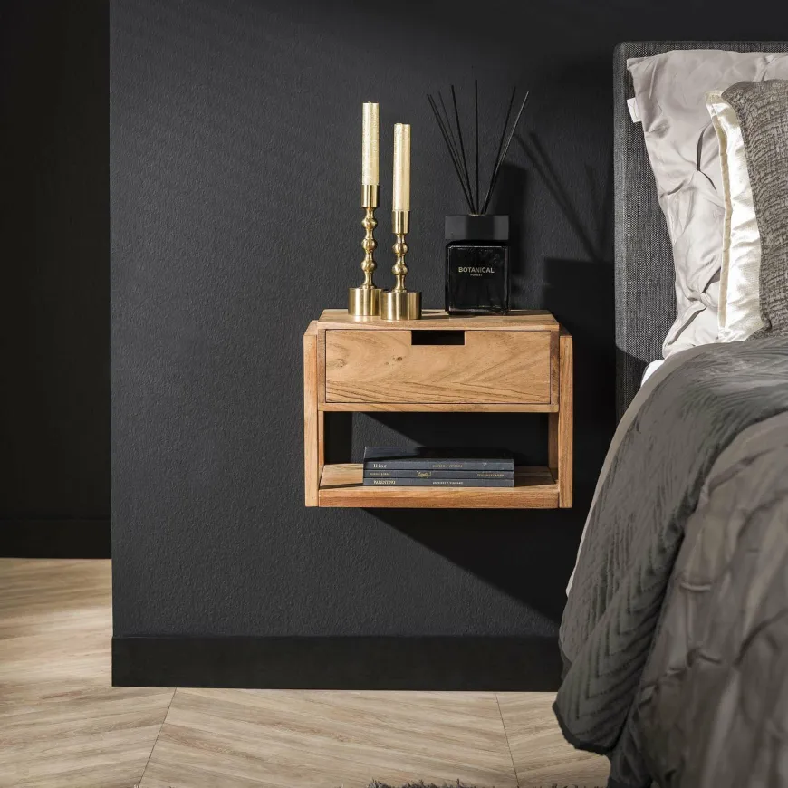 WoonStijl Nachtkastje houten frame zwevend met 1 lade
