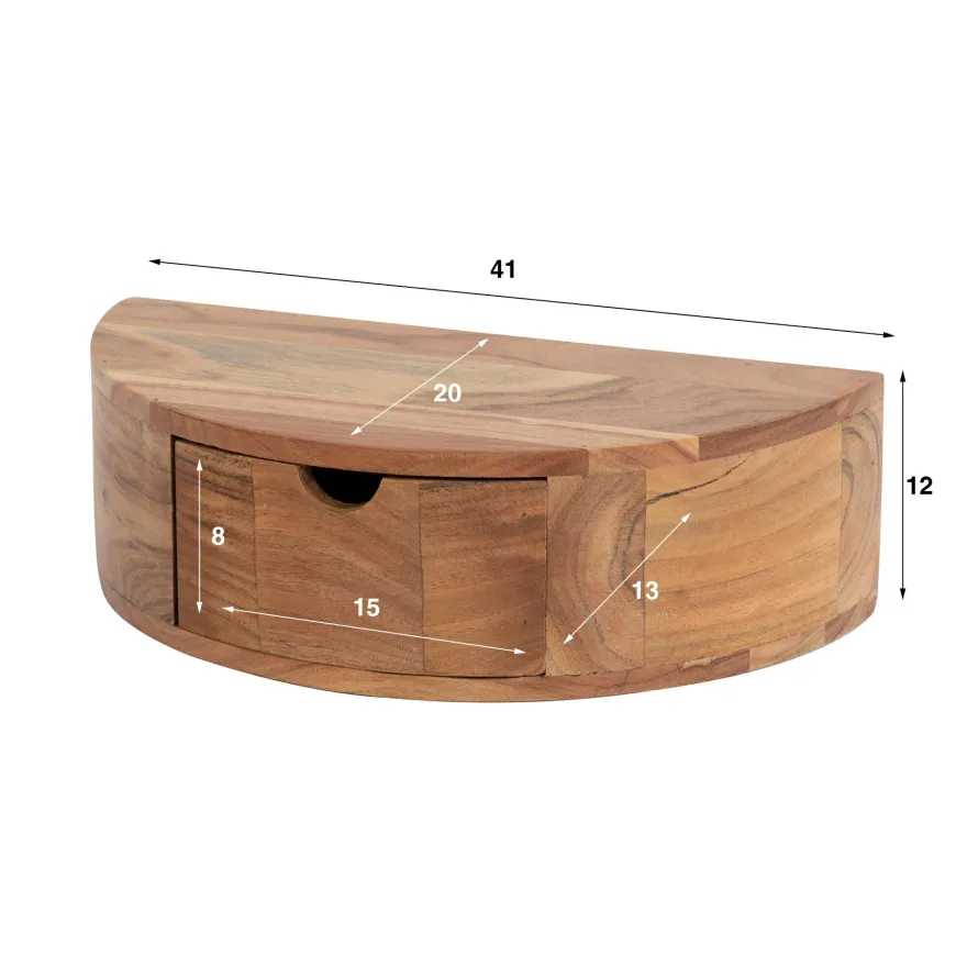 WoonStijl Nachtkastje 1L curve / Massief acacia naturel