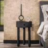 WoonStijl Nachtkastje Round zwart acacia met 1 lade