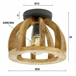 WoonStijl Plafondlamp gebogen houten spijl