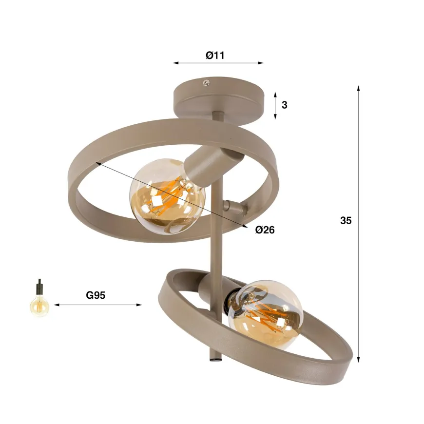 WoonStijl Plafondlamp 2L hover beige