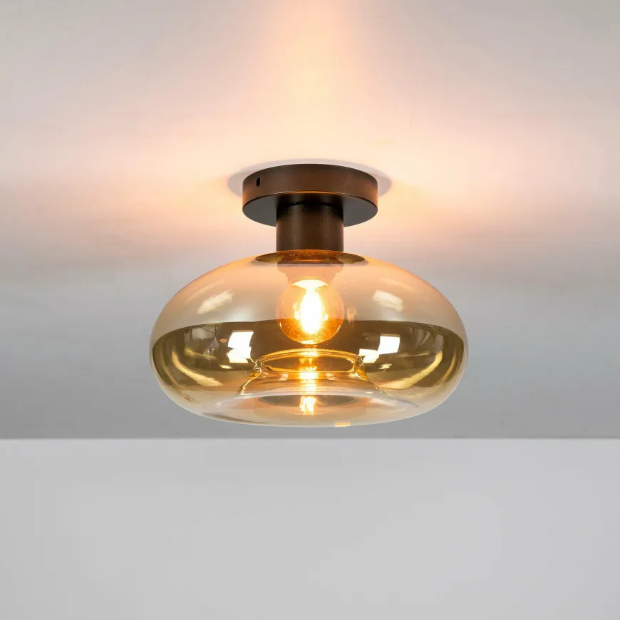 WoonStijl Plafondlamp Soll Amber glas