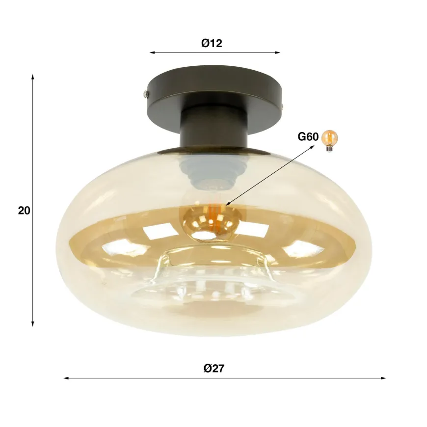 WoonStijl Plafondlamp Soll Amber glas