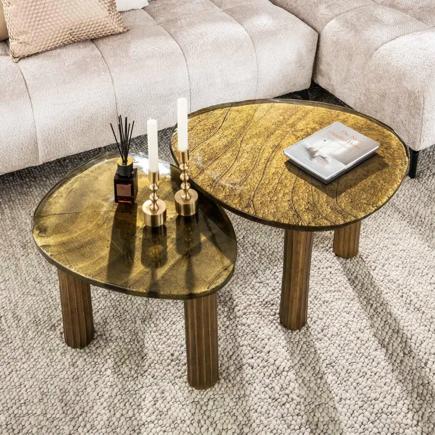WoonStijl Salontafel L Eclipse goud antiek finish