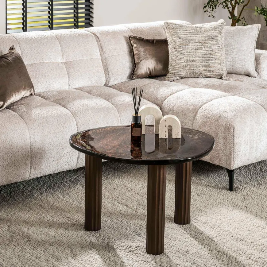 WoonStijl Salontafel L Eclipse koper antiek finish