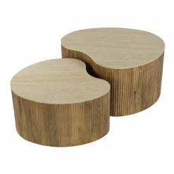 WoonStijl Salontafel Nuovo niervormig set van 2 / Massief mango zand