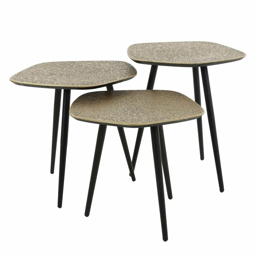 WoonStijl Salontafel set van 3 point metallic brons antiek