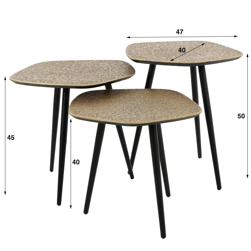 WoonStijl Salontafel set van 3 point metallic brons antiek