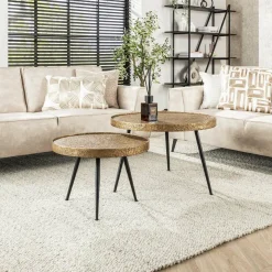 WoonStijl Salontafel set van 2 rond metallic