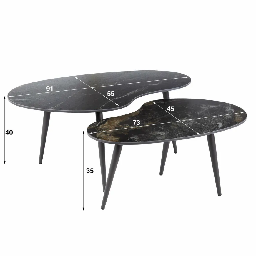 WoonStijl Salontafel set van 2 niervormig fossil