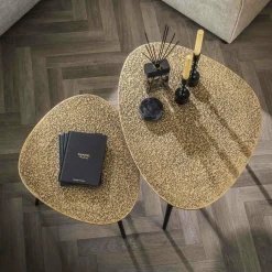 WoonStijl Salontafel set van 2 driehoekig metallic brons antiek