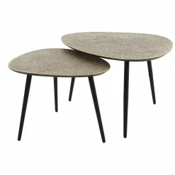 WoonStijl Salontafel set van 2 driehoekig metallic brons antiek