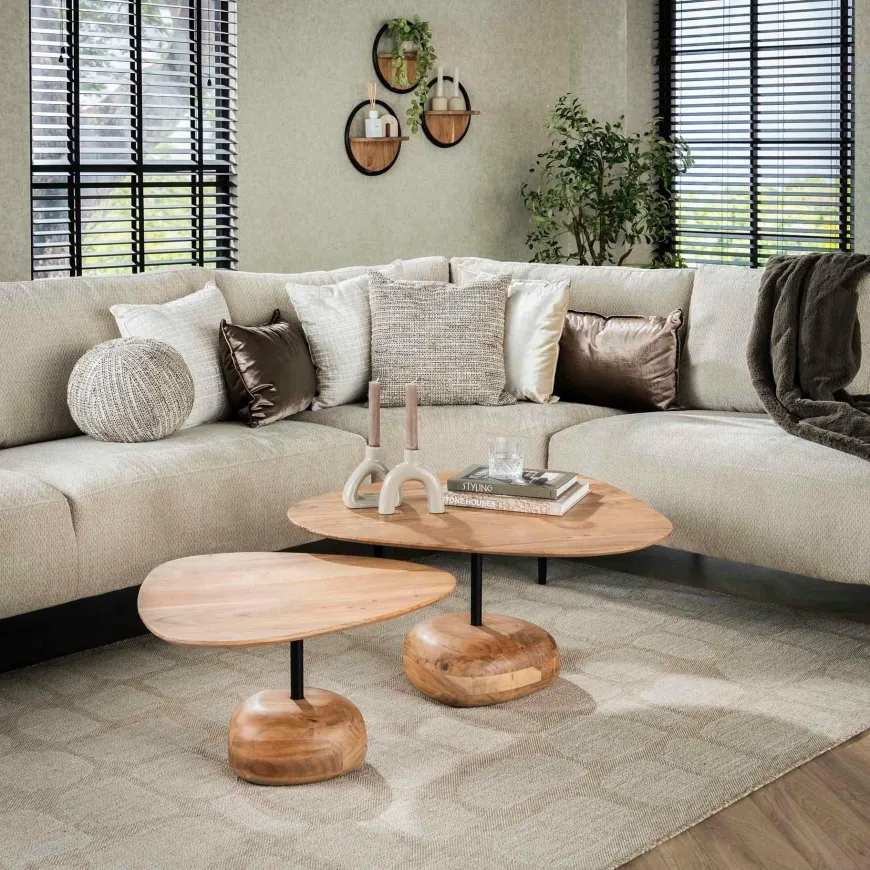 WoonStijl Salontafel set van 2 driehoekig blad