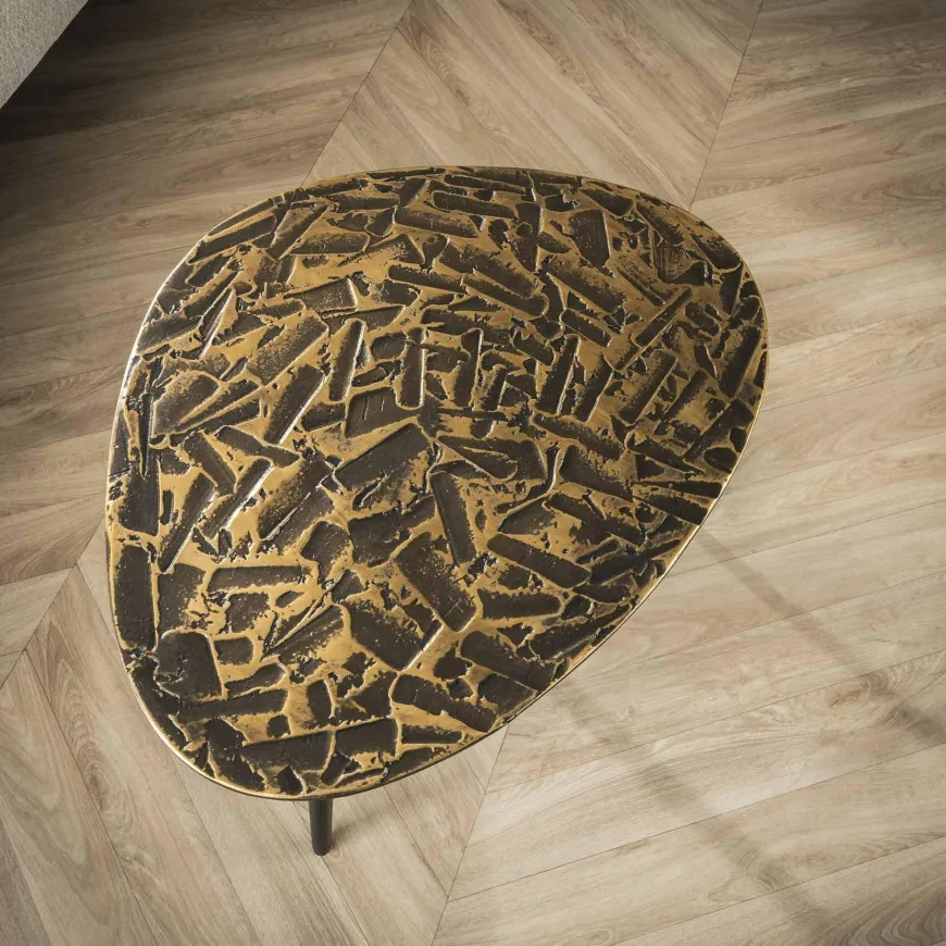 WoonStijl Salontafel set van 2 driehoekig patina metal