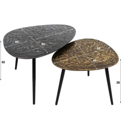 WoonStijl Salontafel set van 2 driehoekig patina metal