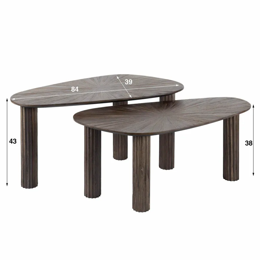 WoonStijl Salontafel set van 3 driehoekig Maya teak