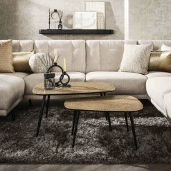 WoonStijl Salontafel set van 2 XXL metallic