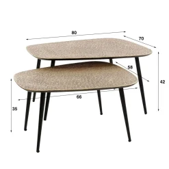 WoonStijl Salontafel set van 2 XXL metallic