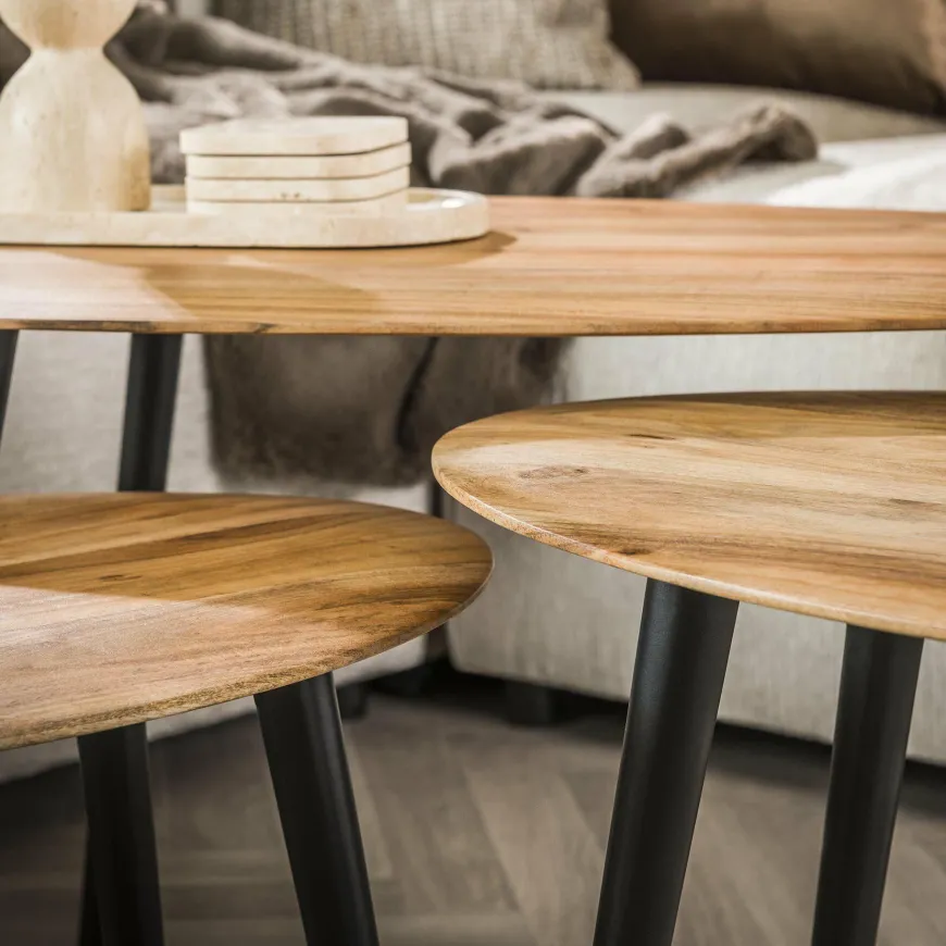 WoonStijl Salontafel set van 3 Acacia organisch