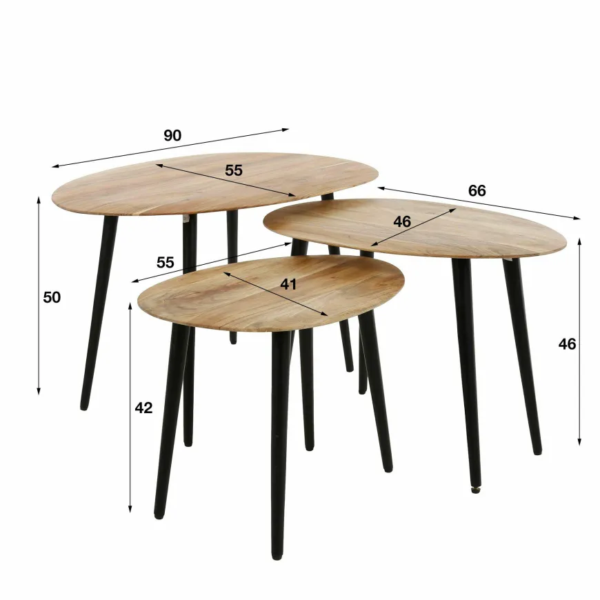 WoonStijl Salontafel set van 3 Acacia organisch