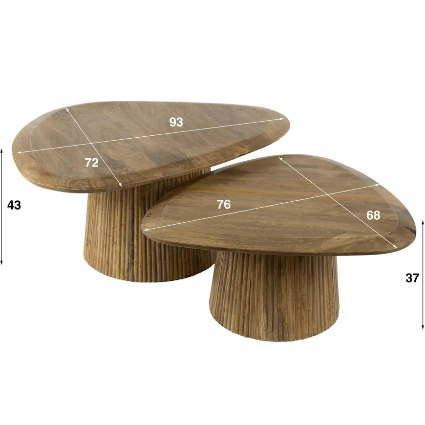 WoonStijl Salontafel set van 2 wave driehoekig blad