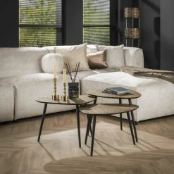 WoonStijl Salontafel set van 3 driehoekig metallic antiek brass