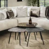 WoonStijl Salontafel set van 3 vierhoekig patina metal