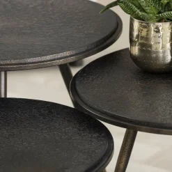 WoonStijl Salontafel set van 3 rond metallic