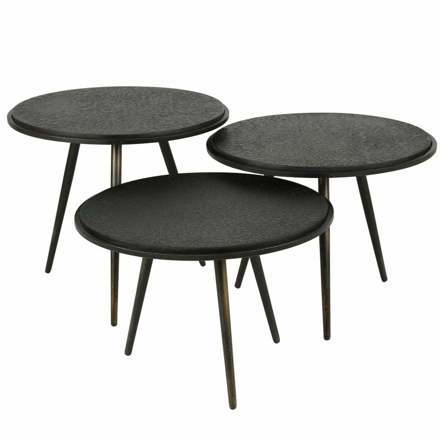 WoonStijl Salontafel set van 3 rond metallic