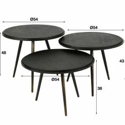 WoonStijl Salontafel set van 3 rond metallic