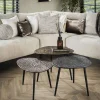 WoonStijl Salontafel set van 3 driehoekig patina metaal - koper, brons, zilver