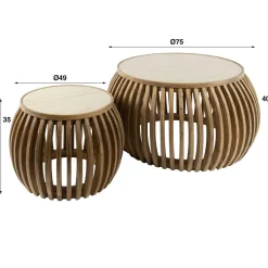 WoonStijl Salontafel set van 2 curve Nuovo travertin