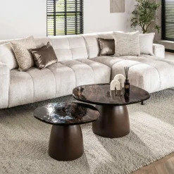 WoonStijl Salontafel set van 2 Eclipse brons antiek finish