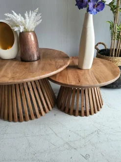 WoonStijl Salontafel set van 2 tweak conisch massief mango