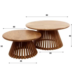 WoonStijl Salontafel set van 2 tweak conisch massief mango