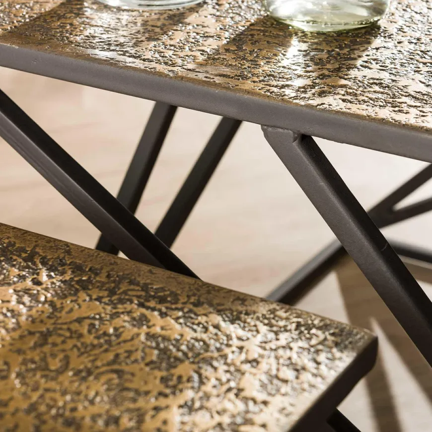 WoonStijl Salontafel set van 2 X cross metallic