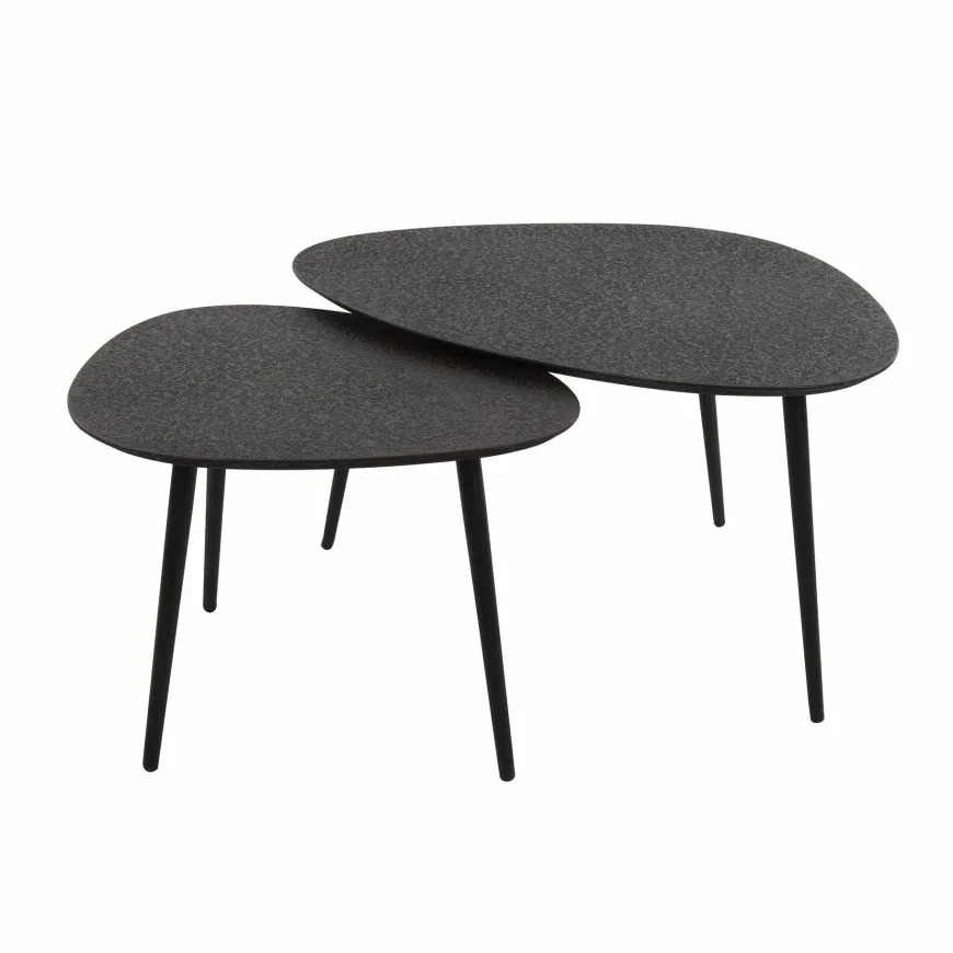 WoonStijl Salontafel set van 2 driehoekig metallic zwart