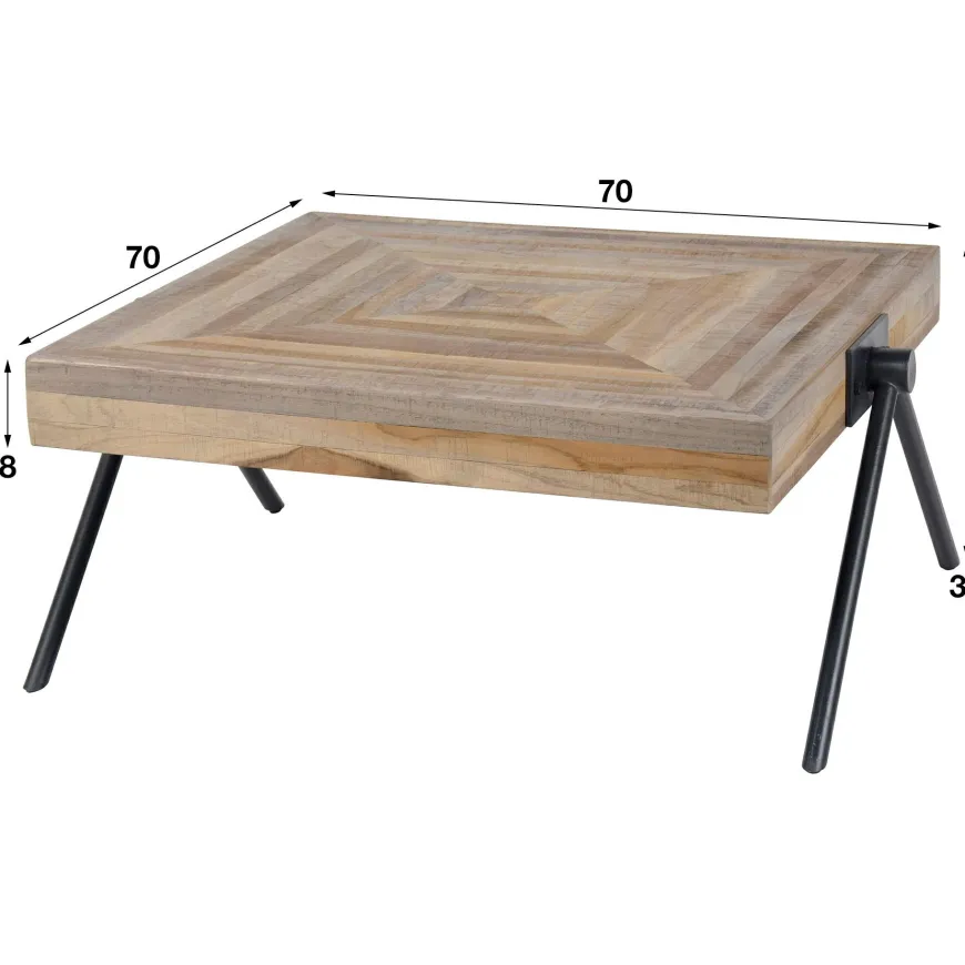 WoonStijl Salontafel Teca balance 70x70 / Teakhout verweerd