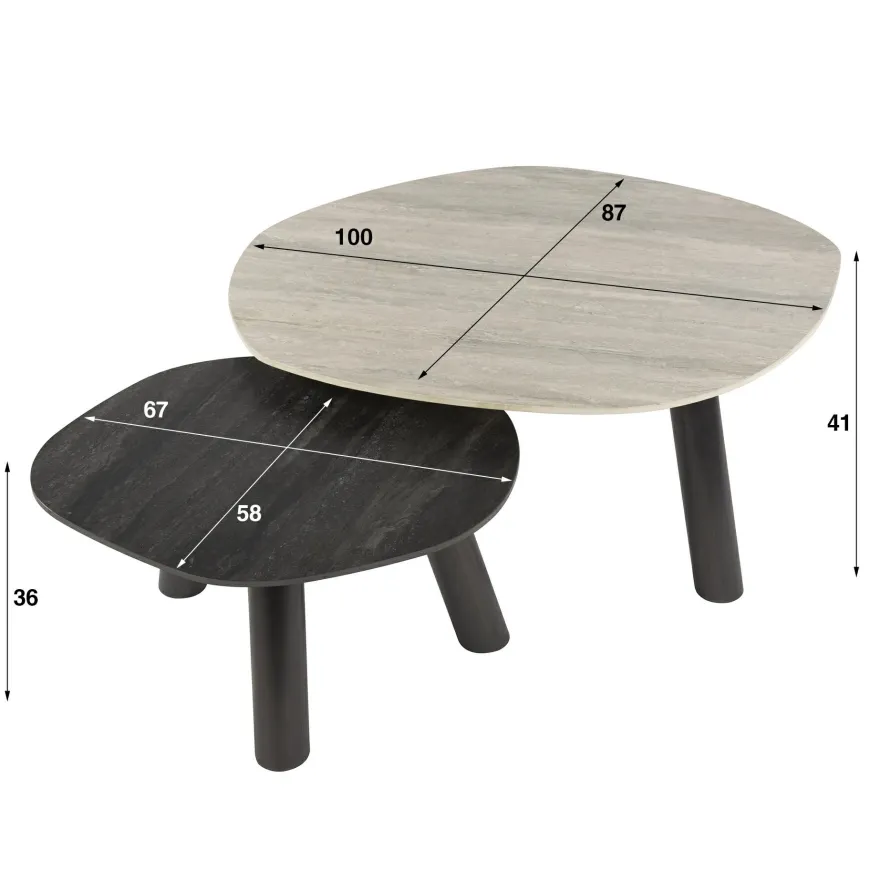WoonStijl Salontafel Twin log set van 2 salontafels