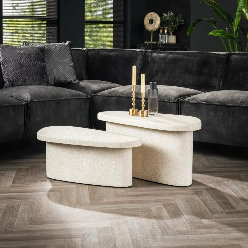 WoonStijl Salontafel XL stone organisch set van 2