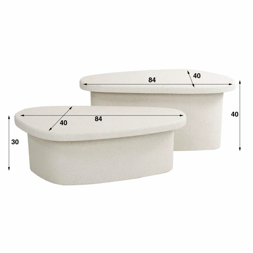 WoonStijl Salontafel XL stone organisch set van 2