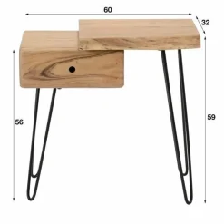 WoonStijl Sidetable / nachtkastje live edge rechts