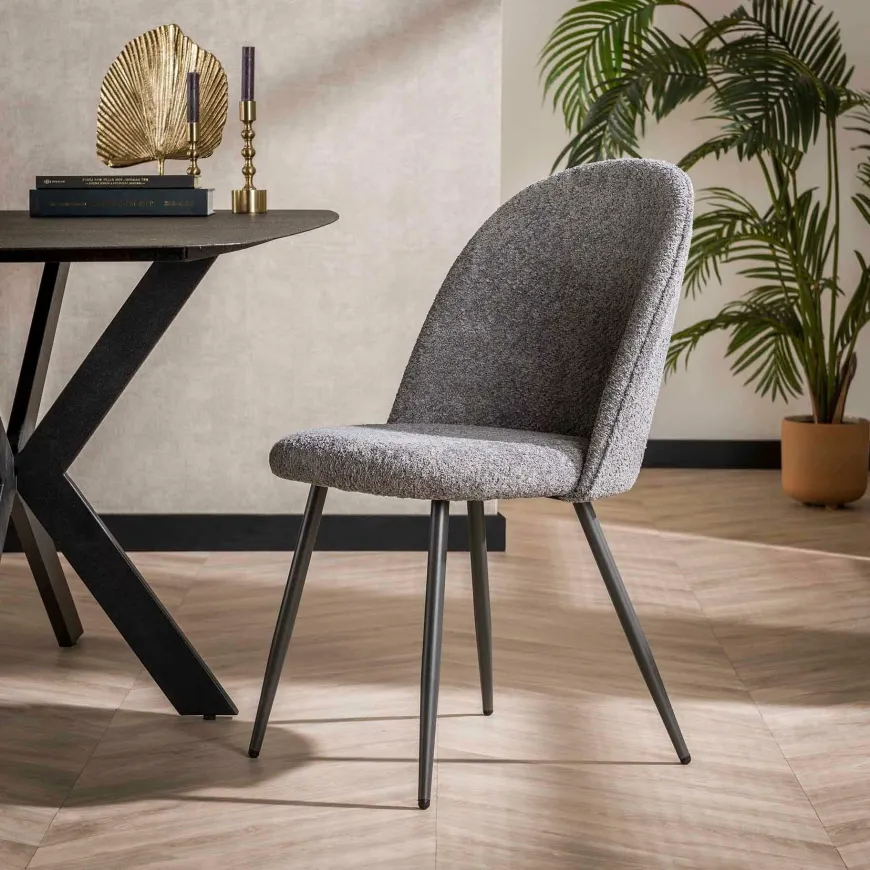 WoonStijl Stoel Boog boucle ronde rug grijs