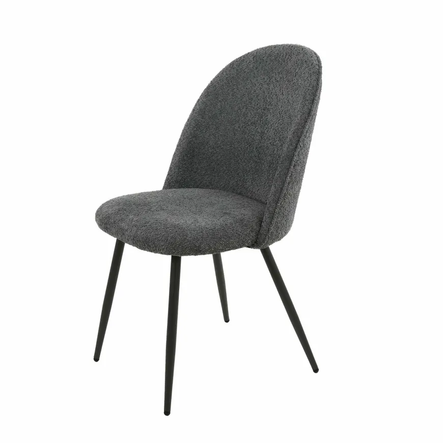 WoonStijl Stoel Boog boucle ronde rug grijs