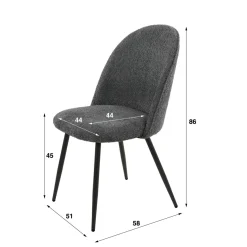 WoonStijl Stoel Boog boucle ronde rug grijs
