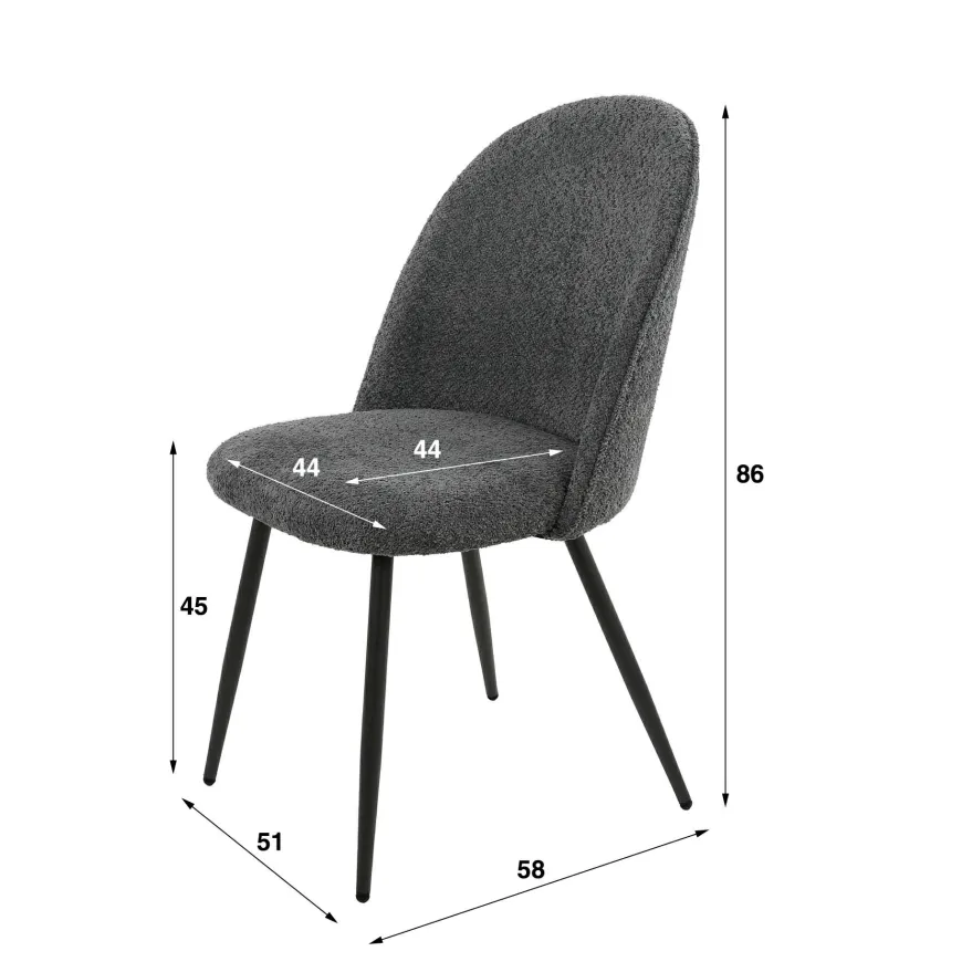 WoonStijl Stoel Boog boucle ronde rug grijs
