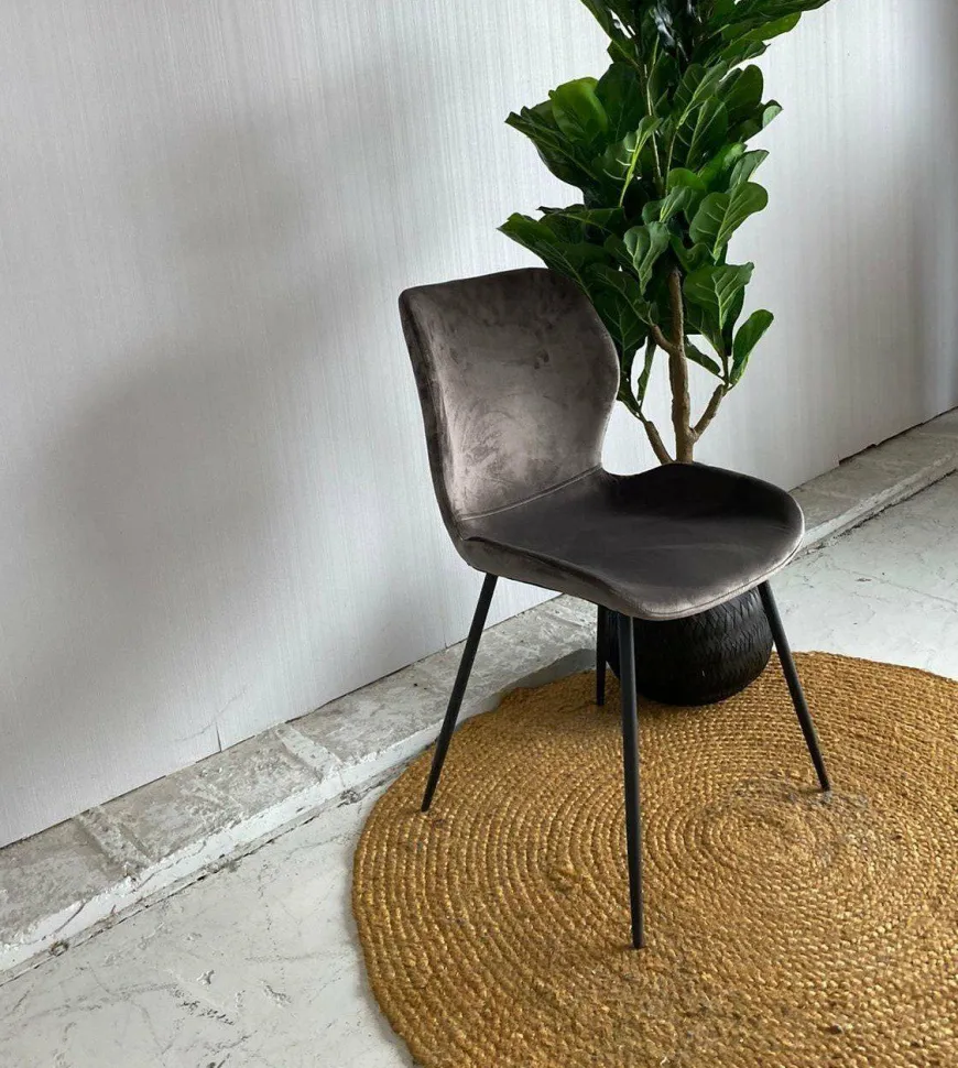WoonStijl Stoel velvet ronde buis Antraciet velvet