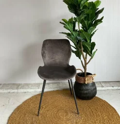 WoonStijl Stoel velvet ronde buis Antraciet velvet